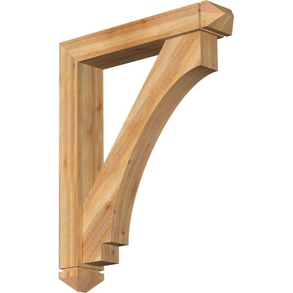 Ekena Millwork Imperial Arts and Crafts Rough Sawn Bracket w/ Offset Brace, Western Red Cedar, 6"W x 32"D x 40"H BKT0604X32X40IMP03RWR - main